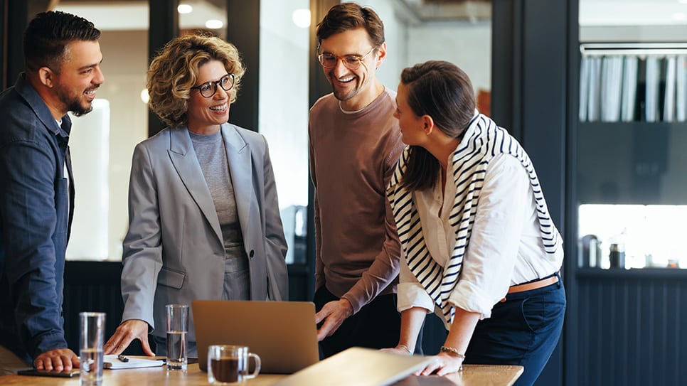 Business people having a meeting in a tech company