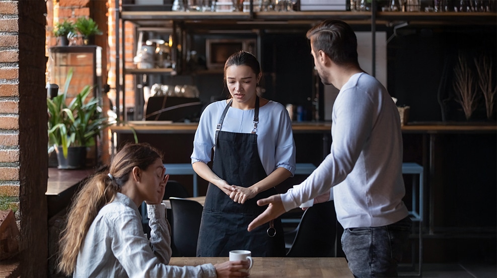 Hospitality workers around a table